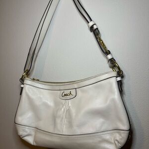 Coach Cream Leather Shoulder Bag with Gold Accents